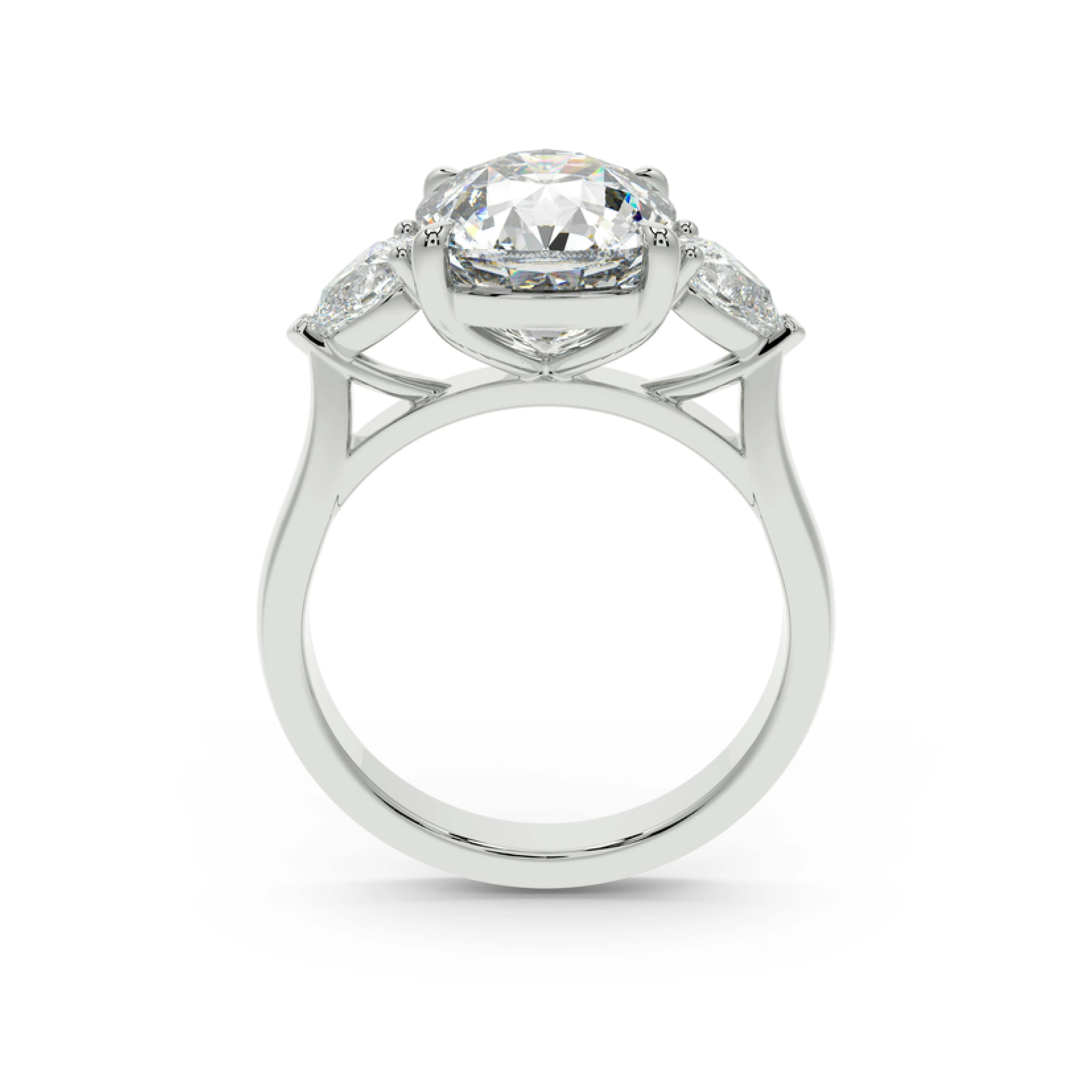 Rendered image of 3 Stone diamond ring Rendered Image in White Gold
