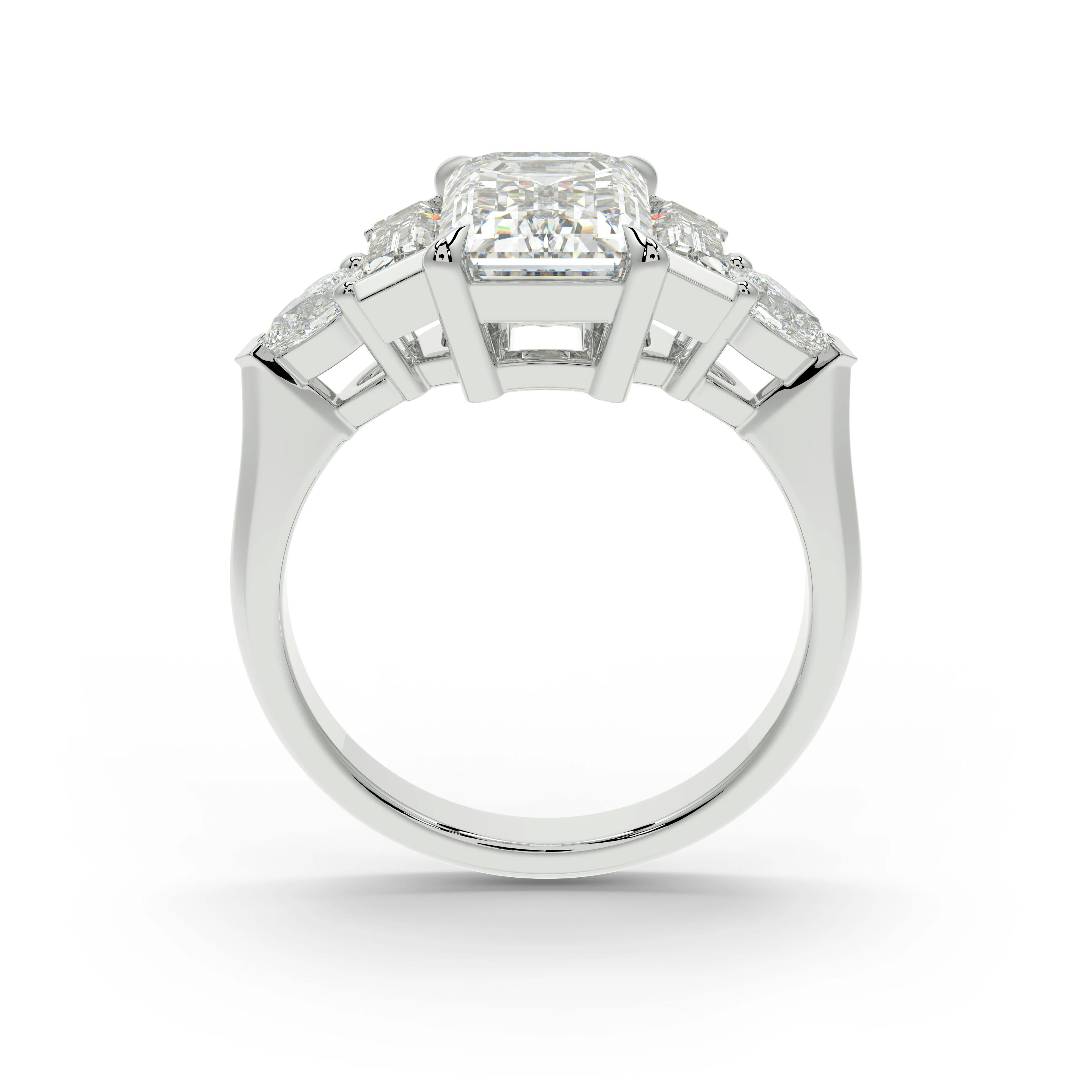 Rendered image of a 5 stone diamond ring in White Gold